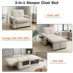 Canapé-lit 3-en-1 Dyonery, fauteuil convertible de 108 cm de large avec lit gigogne et tablette rabattable, porte-gobelet, dossier réglable, poches latérales
