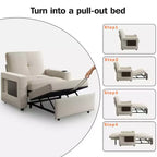 Canapé-lit 3-en-1 Dyonery, fauteuil convertible de 108 cm de large avec lit gigogne et tablette rabattable, porte-gobelet, dossier réglable, poches latérales