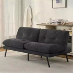 Dyonery 72 Convertible cushion sofa bed, movable cushions, adjustable back, plush fabric cushion sofa, modern folding sofa, living room