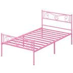Cadre de lit en métal avec tête et pied de lit, espace de rangement de 30 cm - Support à lattes en acier robuste, silencieux et facile à assembler