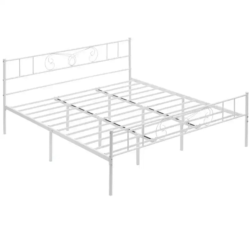 Cadre de lit en métal avec tête et pied de lit, espace de rangement de 30 cm - Support à lattes en acier robuste, silencieux et facile à assembler