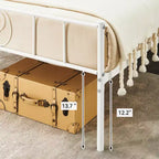 Cadre de lit en métal avec tête et pied de lit, espace de rangement de 30 cm - Support à lattes en acier robuste, silencieux et facile à assembler