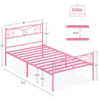 Cadre de lit en métal avec tête et pied de lit, espace de rangement de 30 cm - Support à lattes en acier robuste, silencieux et facile à assembler