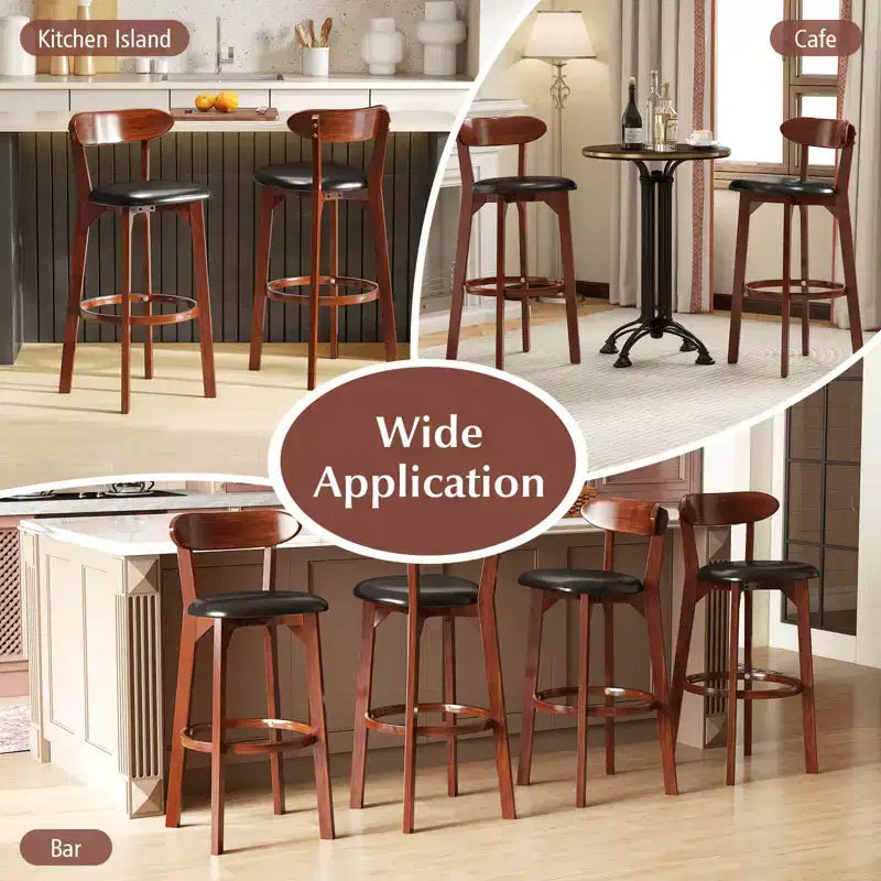 Costway Tabourets de Bar 30,5" (Lot de 2 ou 4) avec Dossier Incurvé et Repose-Pieds Hauteur Comptoir