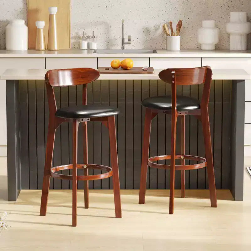 Costway Tabourets de Bar 30,5" (Lot de 2 ou 4) avec Dossier Incurvé et Repose-Pieds Hauteur Comptoir