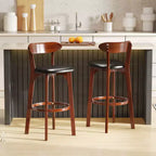 Costway Tabourets de Bar 30,5" (Lot de 2 ou 4) avec Dossier Incurvé et Repose-Pieds Hauteur Comptoir