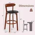 Costway Tabourets de Bar 30,5" (Lot de 2 ou 4) avec Dossier Incurvé et Repose-Pieds Hauteur Comptoir