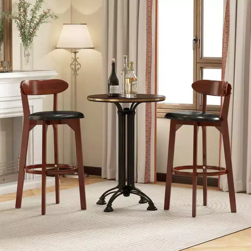 Costway Tabourets de Bar 30,5" (Lot de 2 ou 4) avec Dossier Incurvé et Repose-Pieds Hauteur Comptoir