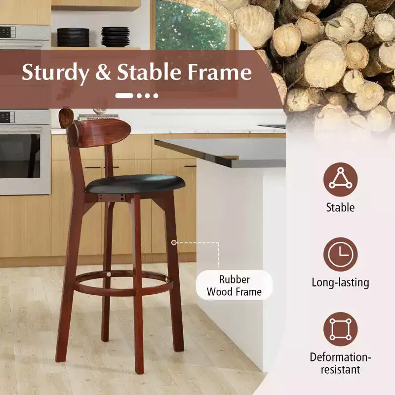 Costway Tabourets de Bar 30,5" (Lot de 2 ou 4) avec Dossier Incurvé et Repose-Pieds Hauteur Comptoir