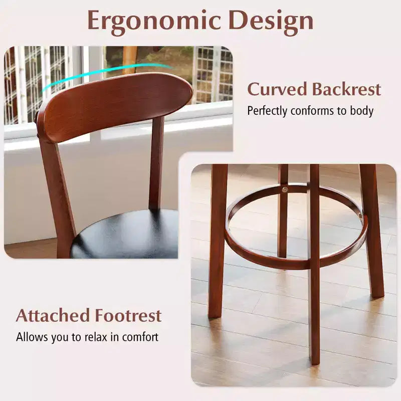 Costway Tabourets de Bar 30,5" (Lot de 2 ou 4) avec Dossier Incurvé et Repose-Pieds Hauteur Comptoir