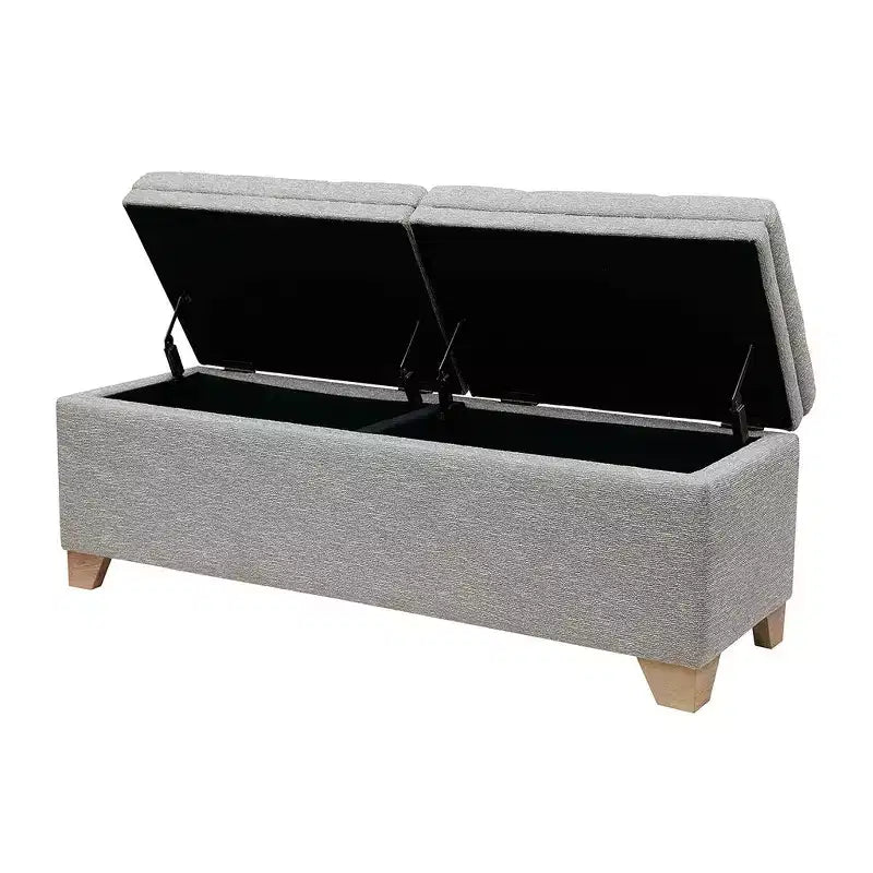Banc ottoman Okak moderne capitonné avec plateau relevable et 2 compartiments de rangement fermés, banc de rangement rembourré pour chambre à coucher, entrée