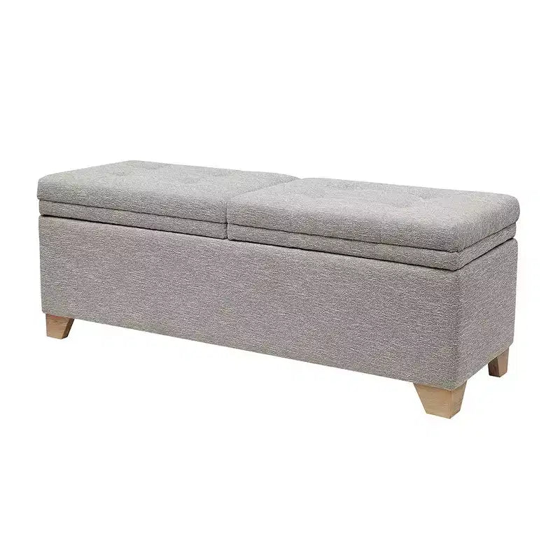Banc ottoman Okak moderne capitonné avec plateau relevable et 2 compartiments de rangement fermés, banc de rangement rembourré pour chambre à coucher, entrée