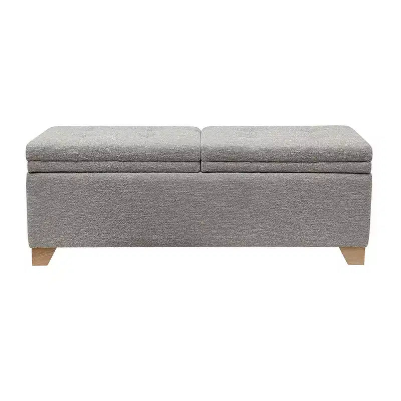 Banc ottoman Okak moderne capitonné avec plateau relevable et 2 compartiments de rangement fermés, banc de rangement rembourré pour chambre à coucher, entrée