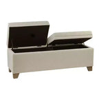 Banc ottoman Okak moderne capitonné avec plateau relevable et 2 compartiments de rangement fermés, banc de rangement rembourré pour chambre à coucher, entrée