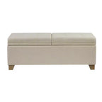Banc ottoman Okak moderne capitonné avec plateau relevable et 2 compartiments de rangement fermés, banc de rangement rembourré pour chambre à coucher, entrée