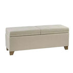 Banc ottoman Okak moderne capitonné avec plateau relevable et 2 compartiments de rangement fermés, banc de rangement rembourré pour chambre à coucher, entrée