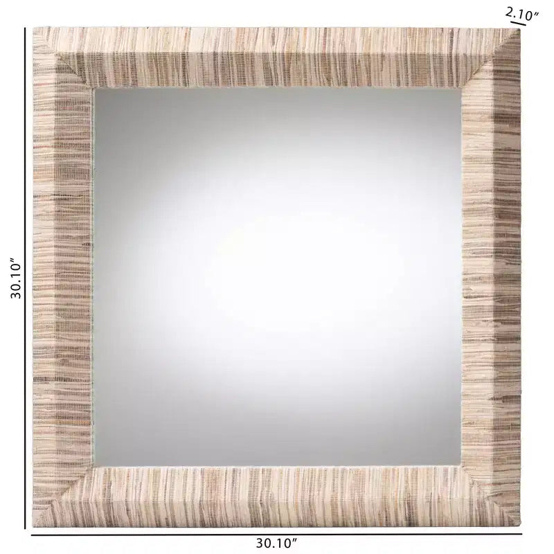 Miroir d'appoint carré Adino Bohème en herbe tressée naturelle bali & pari
