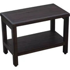 HomeRoots Rectangular Teak Shower Bench With Shelf In Brown Finish