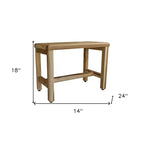 Banc de douche d'extérieur compact rectangulaire en teck avec étagère HomeRoots, finition naturelle
