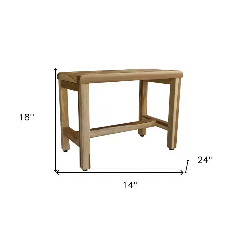 Banc de douche d'extérieur compact rectangulaire en teck avec étagère HomeRoots, finition naturelle