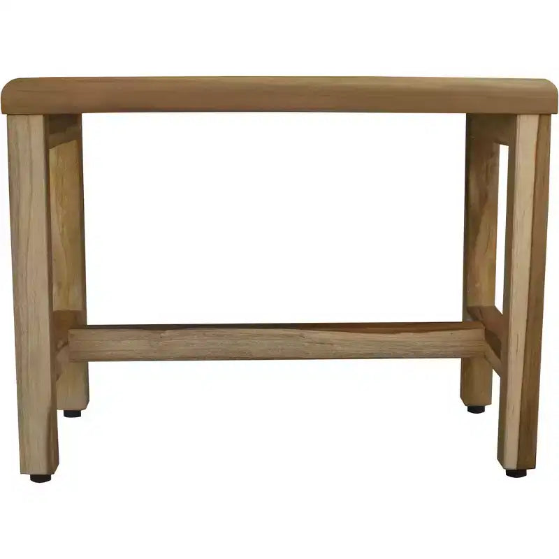 Banc de douche d'extérieur compact rectangulaire en teck avec étagère HomeRoots, finition naturelle