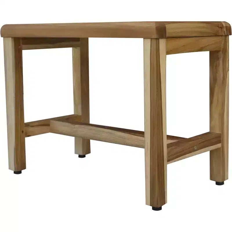 Banc de douche d'extérieur compact rectangulaire en teck avec étagère HomeRoots, finition naturelle