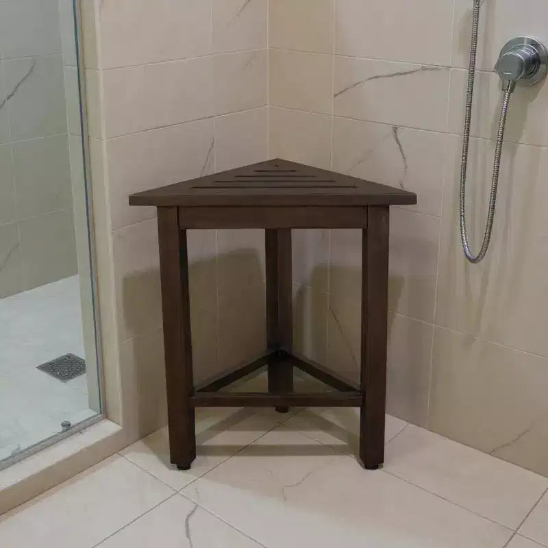 HomeRoots 17 Banquette de douche d'angle en teck brun foncé