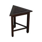 HomeRoots 17 Banquette de douche d'angle en teck brun foncé