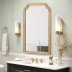 MAYEERTY Miroir décoratif en bois massif 24 x 36 avec coins arrondis pour chambre à coucher, salle de bain, salon, bois naturel