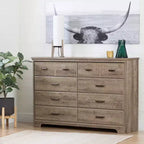 Commode horizontale HomeStock de 5,25 po H en aggloméré avec 8 tiroirs au fini brun