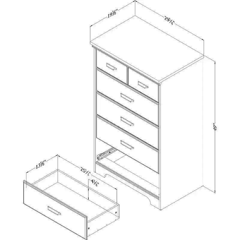 Commode HomeStock à 5 tiroirs Versa
