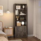 Étagère Acekool 71 po (180 cm) style ferme à 6 niveaux avec tiroir, Organisateur de rangement étroit en bois et métal, Étagère de présentation de style industriel