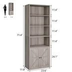Étagère Acekool 71 po (180 cm) style ferme à 6 niveaux avec tiroir, Organisateur de rangement étroit en bois et métal, Étagère de présentation de style industriel