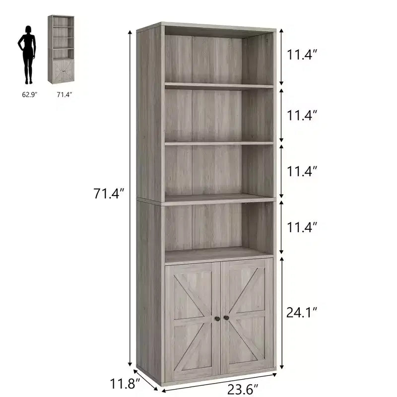Étagère Acekool 71 po (180 cm) style ferme à 6 niveaux avec tiroir, Organisateur de rangement étroit en bois et métal, Étagère de présentation de style industriel