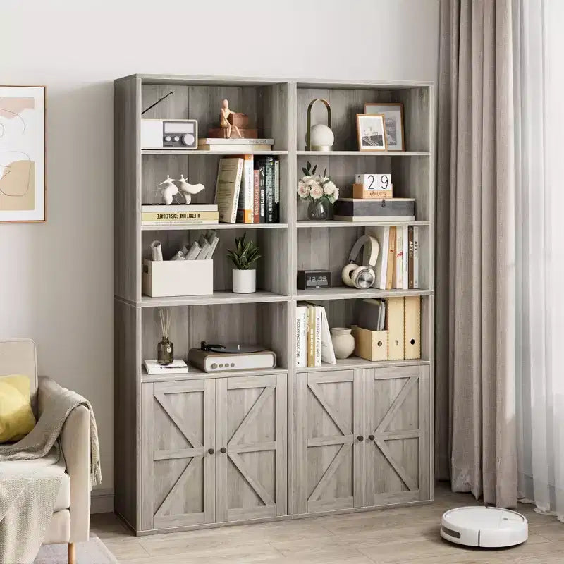 Étagère Acekool 71 po (180 cm) style ferme à 6 niveaux avec tiroir, Organisateur de rangement étroit en bois et métal, Étagère de présentation de style industriel