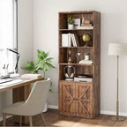 Étagère Acekool 71 po (180 cm) style ferme à 6 niveaux avec tiroir, Organisateur de rangement étroit en bois et métal, Étagère de présentation de style industriel