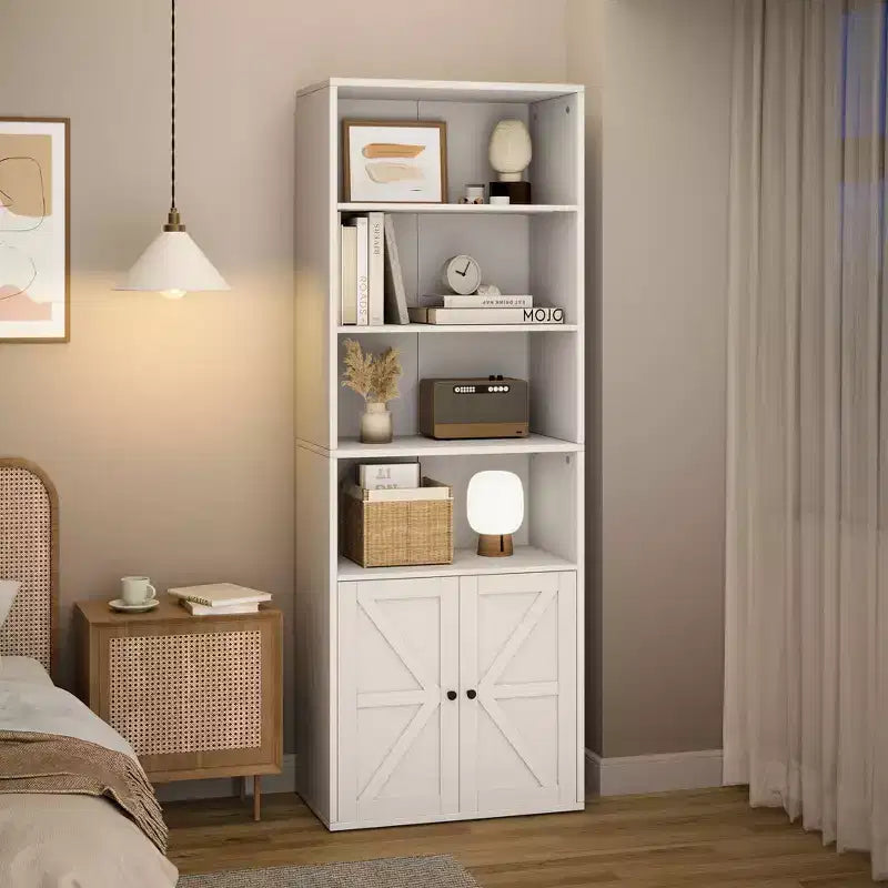 Étagère Acekool 71 po (180 cm) style ferme à 6 niveaux avec tiroir, Organisateur de rangement étroit en bois et métal, Étagère de présentation de style industriel