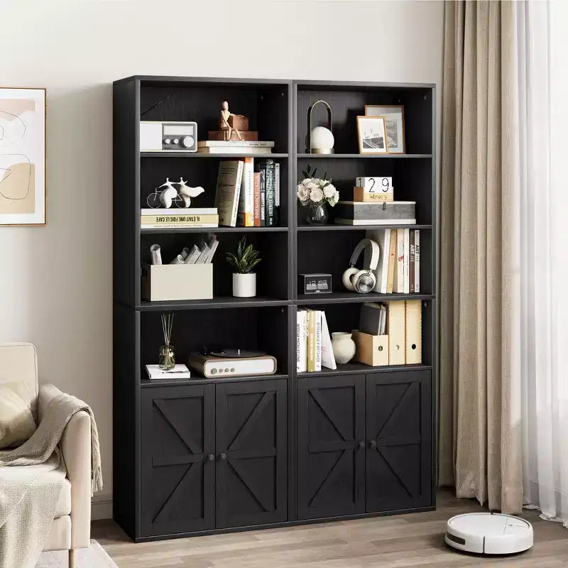 Étagère Acekool 71 po (180 cm) style ferme à 6 niveaux avec tiroir, Organisateur de rangement étroit en bois et métal, Étagère de présentation de style industriel