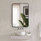 Miroir mural de salle de bain rectangulaire encadré en métal noir 24x36 pouces.