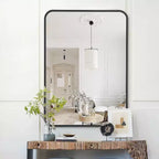 Miroir mural de salle de bain rectangulaire encadré en métal noir 24x36 pouces.