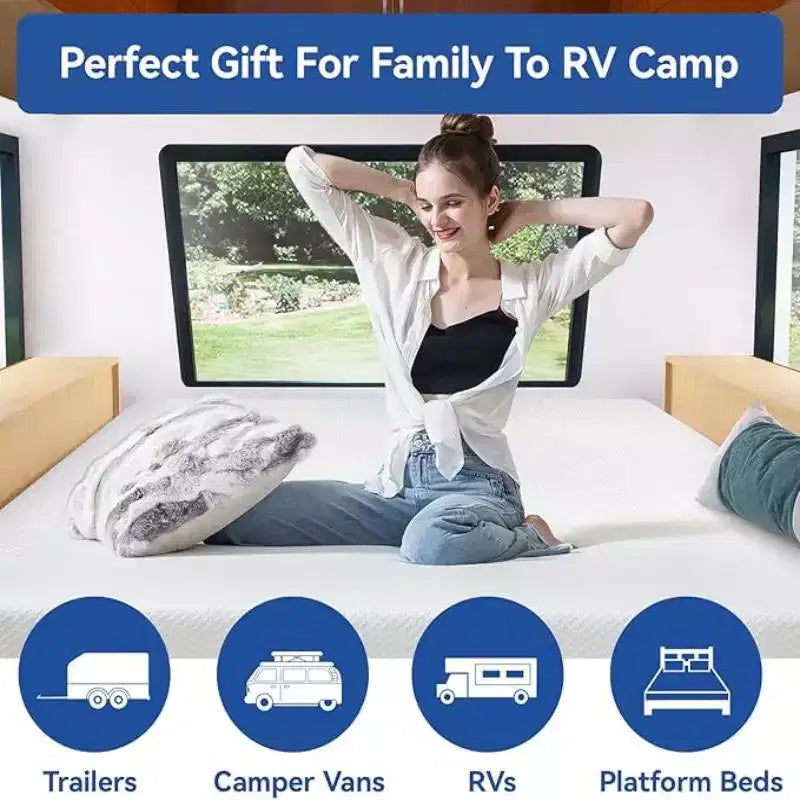 Matelas pour VR Dyonery 8/10 pouces en mousse à mémoire de forme, matelas de lit de force moyenne en mousse à thé vert/gel rafraîchissant dans une boîte pour campeurs, matelas anti-stress