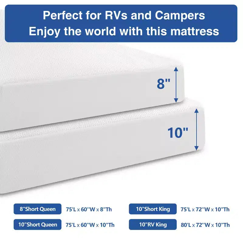 Matelas pour VR Dyonery 8/10 pouces en mousse à mémoire de forme, matelas de lit de force moyenne en mousse à thé vert/gel rafraîchissant dans une boîte pour campeurs, matelas anti-stress