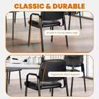 MAYEERTY Chaises de salle à manger, lot de 2, en cuir, pour salle de conférence, avec accoudoirs rembourrés, chaise de bureau en cuir PU