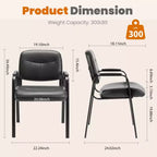 MAYEERTY Chaises de salle à manger, lot de 2, en cuir, pour salle de conférence, avec accoudoirs rembourrés, chaise de bureau en cuir PU