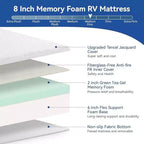 Dyonery matelas en mousse à mémoire de forme multi-tailles de 8/10 pouces d'épaisseur, housse Tencel, thé vert/gel rafraîchissant de qualité supérieure, emballé sous vide, matelas pour un sommeil profond, blanc