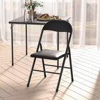 Ensemble VECELO 5 pièces, table de jeu pliable et 4 chaises, plateau de table pliable et rembourré, noir