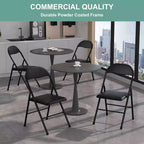 Ensemble VECELO 5 pièces, table de jeu pliable et 4 chaises, plateau de table pliable et rembourré, noir