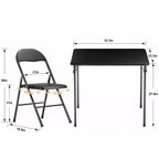 Ensemble VECELO 5 pièces, table de jeu pliable et 4 chaises, plateau de table pliable et rembourré, noir