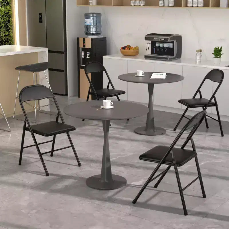 Ensemble VECELO 5 pièces, table de jeu pliable et 4 chaises, plateau de table pliable et rembourré, noir