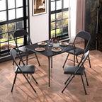 Ensemble VECELO 5 pièces, table de jeu pliable et 4 chaises, plateau de table pliable et rembourré, noir